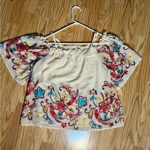 Cato Cream Floral Embroidered Blouse